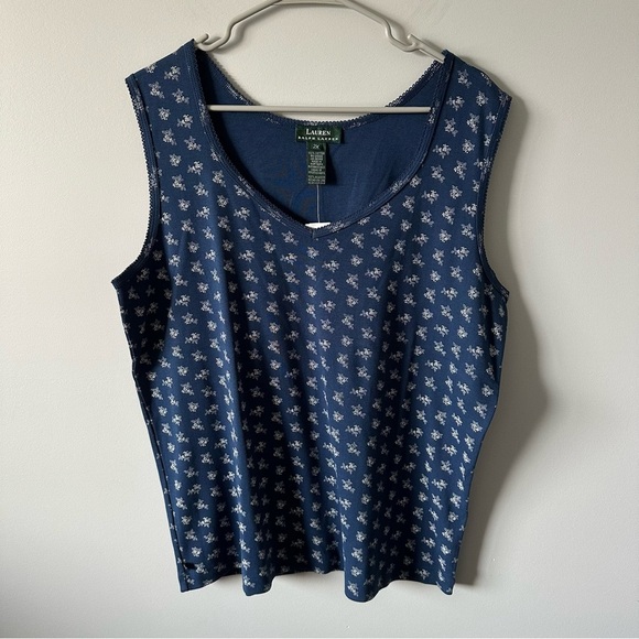 Lauren Ralph Lauren NWT Navy Blue Lace Floral Tank Top Set (2) Size 2X Y2K - Picture 8 of 14